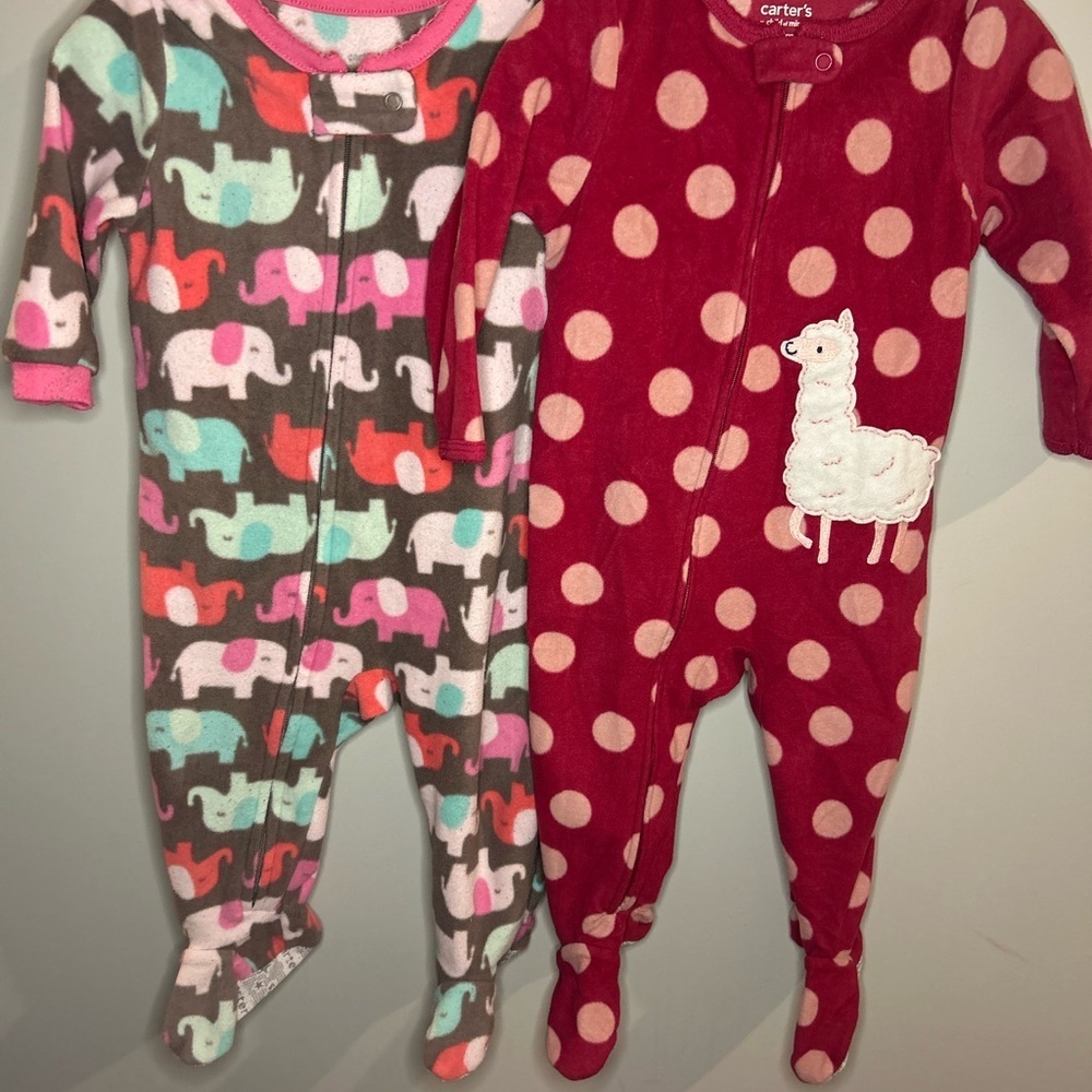 Carter's Red Polka Dot Llama and Elephant Print Kids One Piece Set